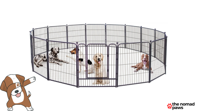 Dog Playpen,32/40/45 Inch Height in Heavy Duty, Folding Indoor Outdoor Anti-Rust Dog Exercise Fence, Portable Pet Playpen with Door for Large Medium Small