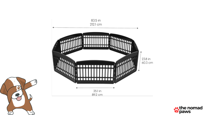 IRIS USA Dog Playpen, 8-Panel 24" Pet Playpen, Puppy Playpen, Indoor/Outdoor Dog Pen, 63 x 63 x 34, Foldable, Customizable