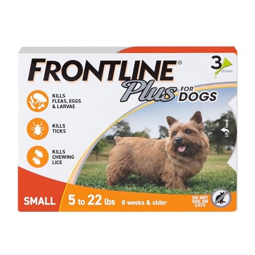 Frontline Plus Flea and Tick Treatment for Small Dogs Upto 5 to 22 lbs., 3 Treatments