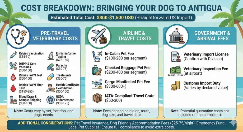 dog to antigua cost