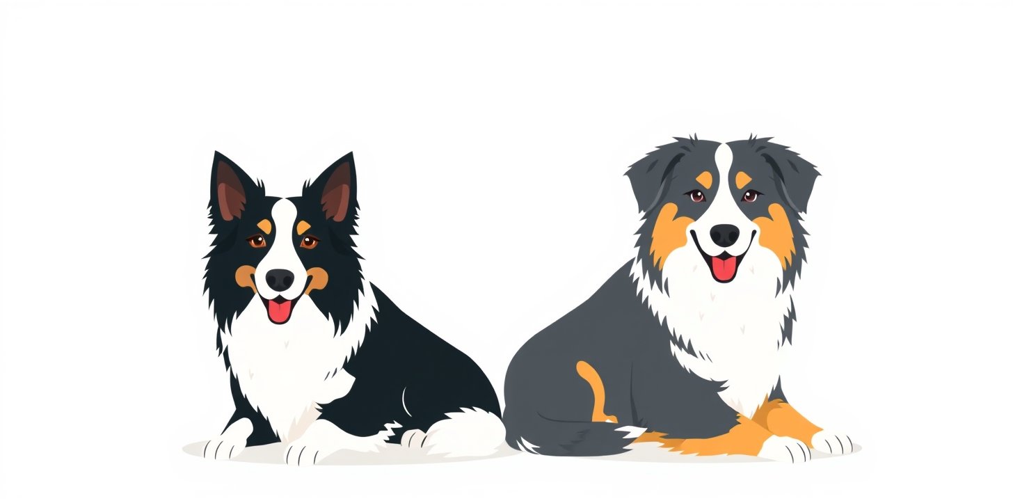 Border collie and Australian shepherd sitting together for pet travel comparisons