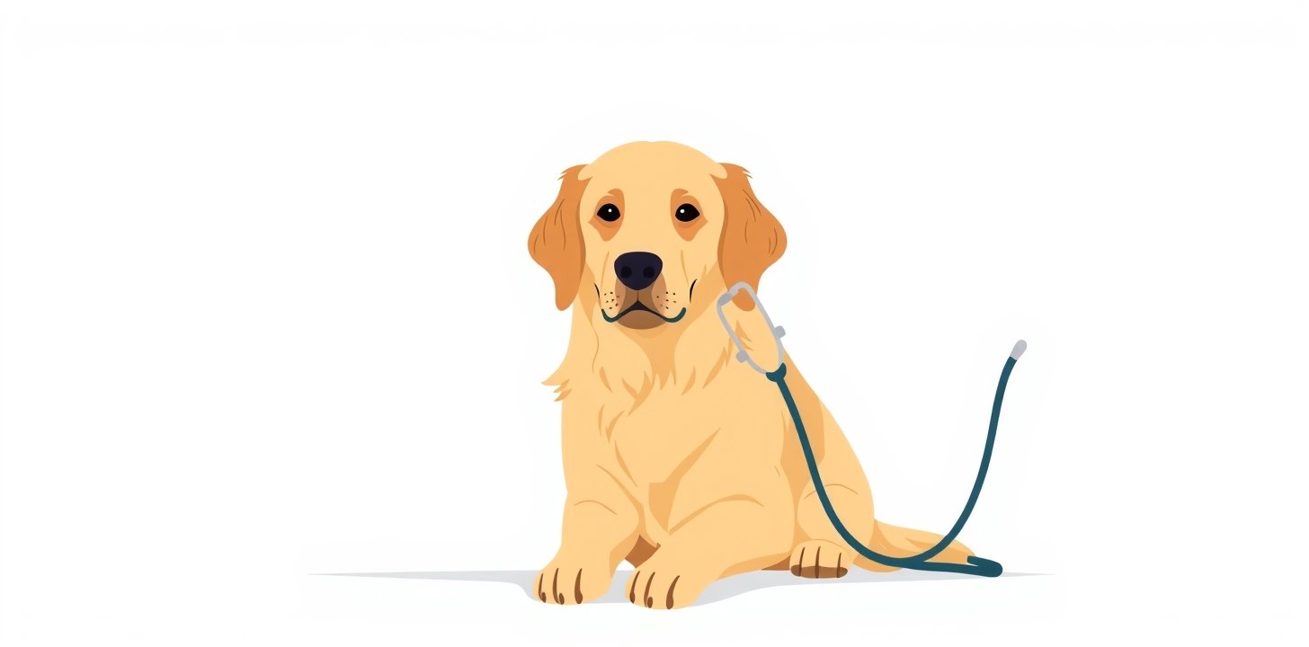 Dog sitting calmly during a vet checkup for flea and tick protection