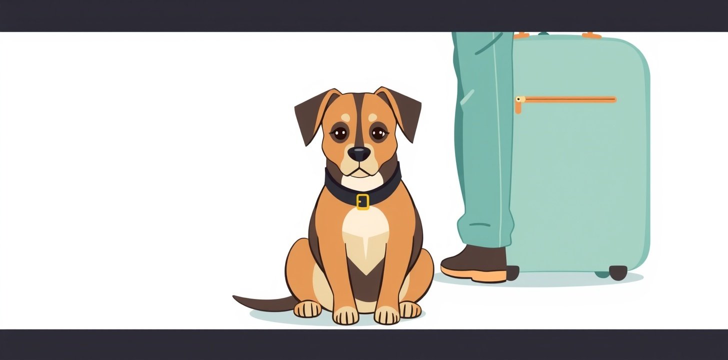 Service dog sitting attentively next to traveler for flying with pets tips