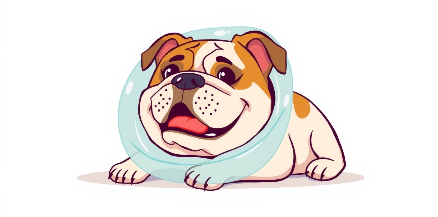 Happy dog wearing a cone for side effects and safety of treatments