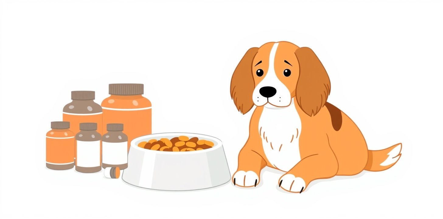 Dog food, medications, and health supplies for travel