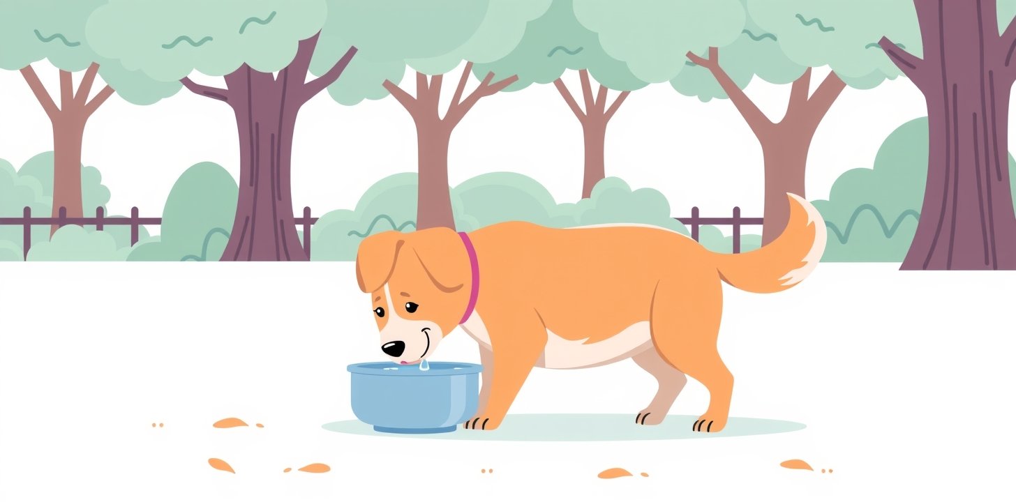 Dog drinking from portable water bowl in airport pet relief area