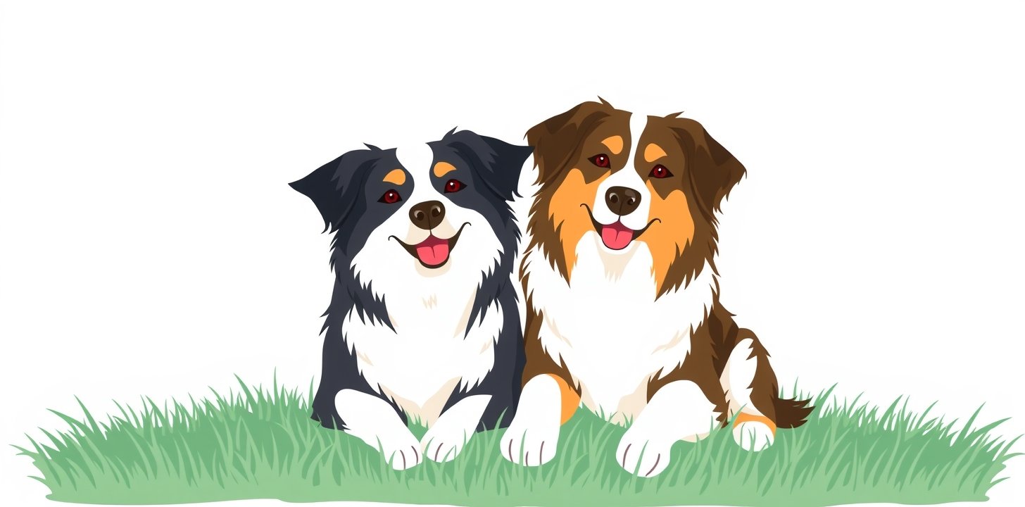 Border collie and Australian shepherd sitting together for pros and cons comparison