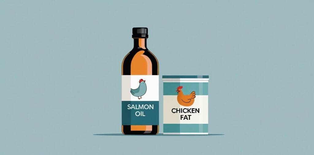 Named fat sources like salmon oil and chicken fat indicate quality in dog food ingredient analysis