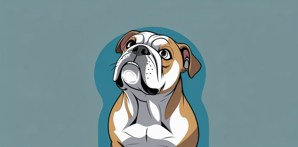 Bulldog looking curious for reading food labels section