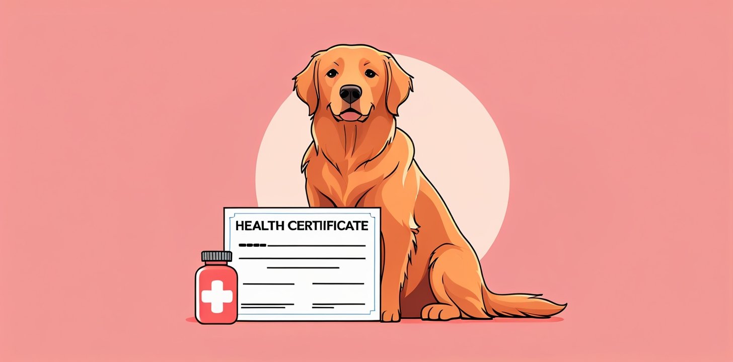 dog with health certificate and parasite treatment for japan