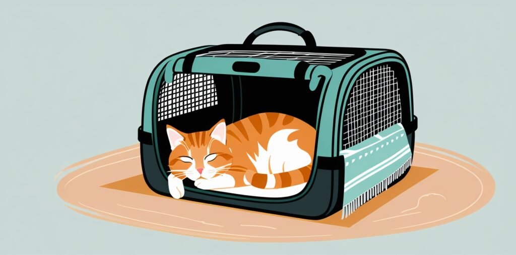 Cat in approved Frontier pet carrier with mesh panels