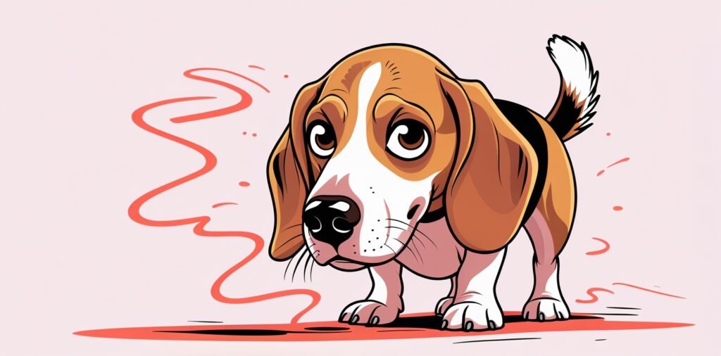 Beagle vs Dachshund: Beagle using superior scenting abilities to sniff the ground
