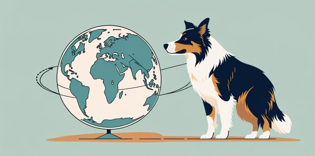 Dog looking at globe for Emirates breed restrictions and route policy