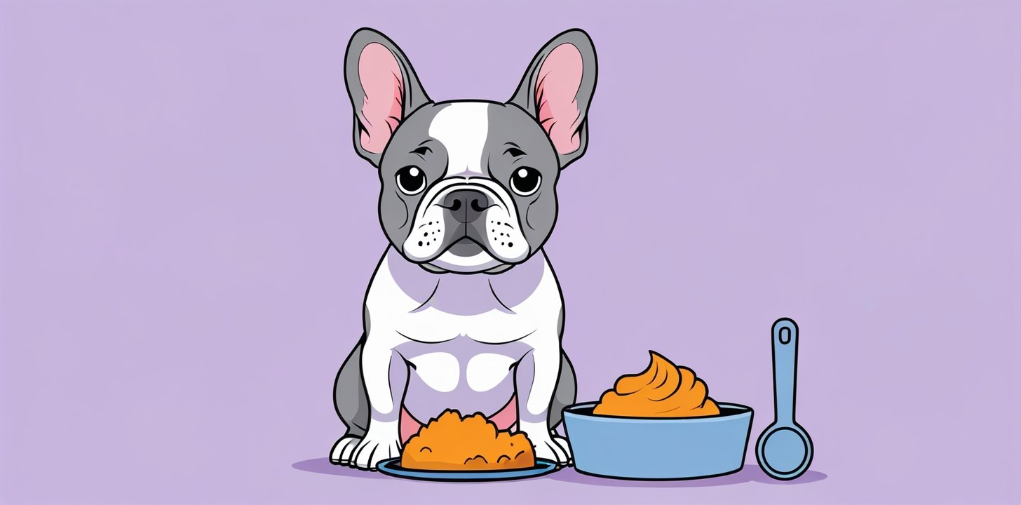 French Bulldog with portioned sweet potato meal guide