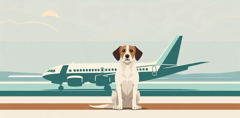 Dog at airport preparing for smooth Delta Airlines flight