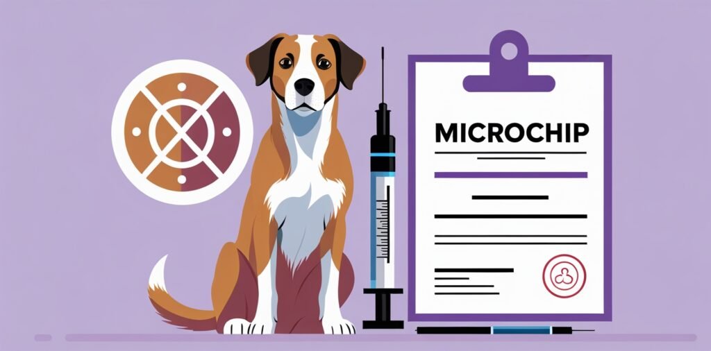 Dog with microchip and vaccination records for Antigua pet import requirements
