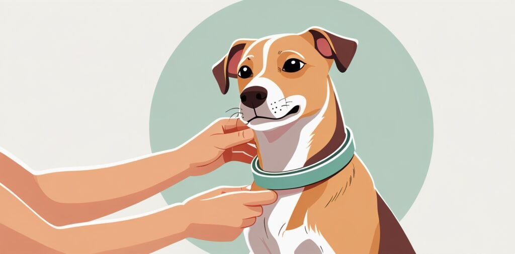 Dog during flea collar application for effective protection