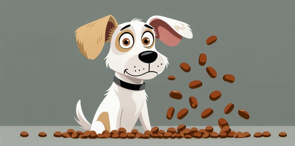 Dog illustrating why homemade dog food safety often fails nutritionally with kibble and meat elements.