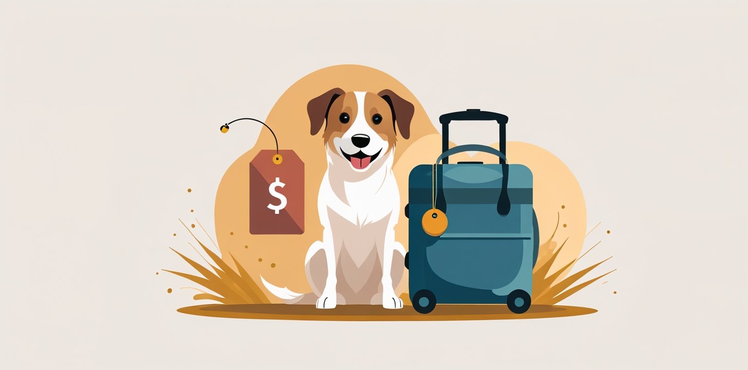dog with carrier and price tag for Germany travel costs