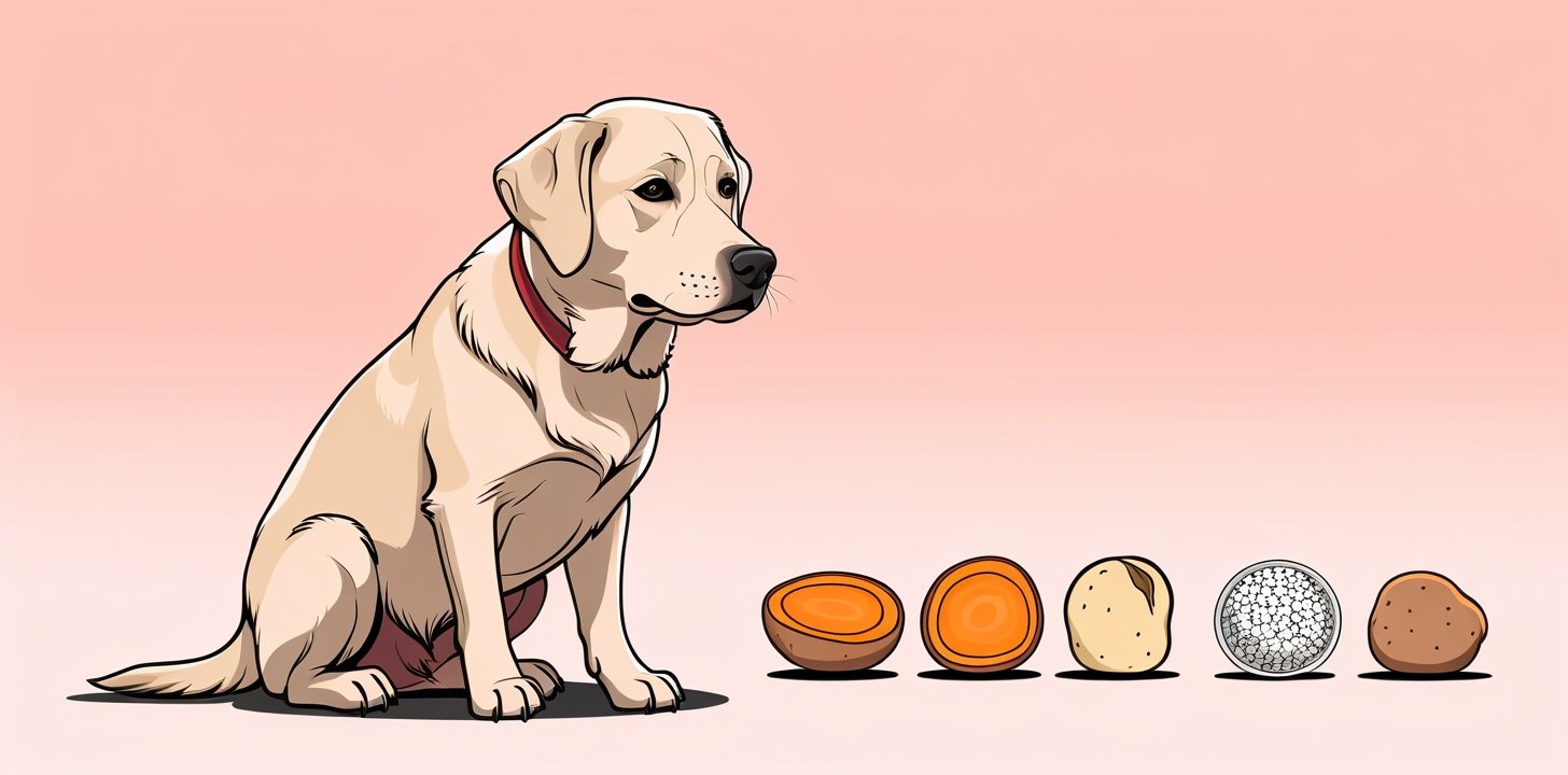 Labrador comparing sweet potato to other carbohydrate sources