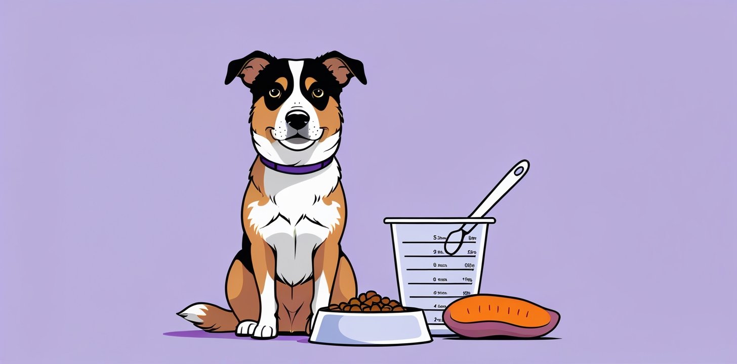 Mixed breed dog with measuring portion for next steps guide