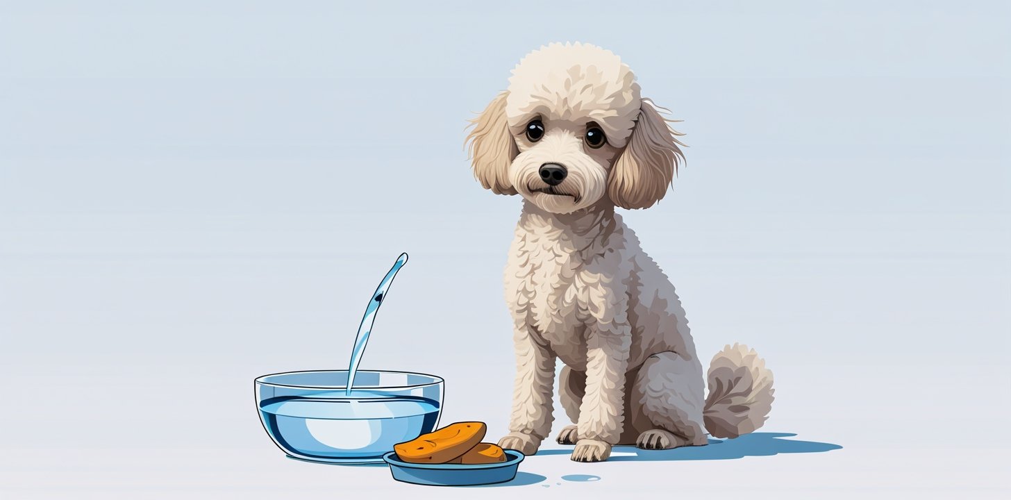 Poodle with sweet potato and water for risk monitoring