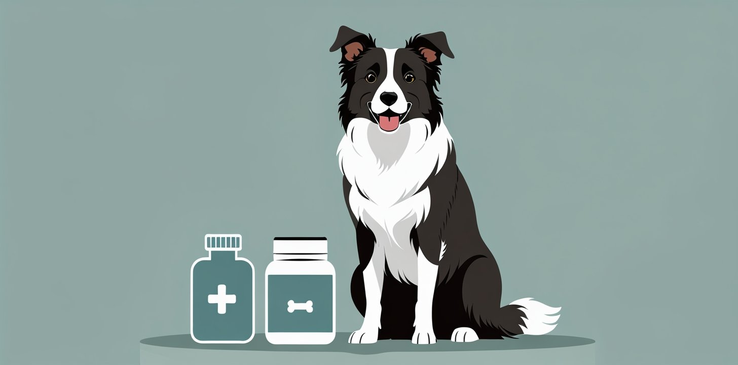 dog next to probiotic product options comparing different canine supplements