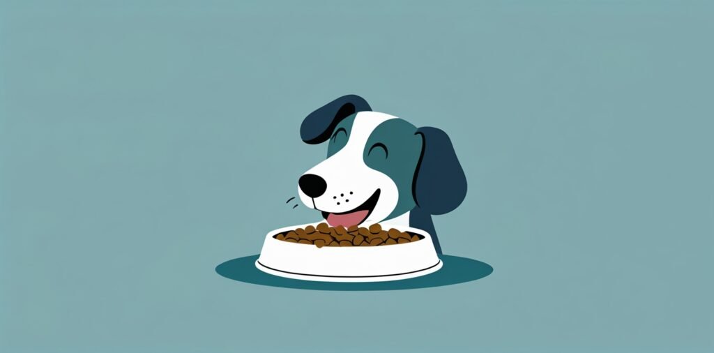 Dog eating kibble from a bowl, illustrating daily dog food consumption and the importance of choosing BHA and BHT-free options