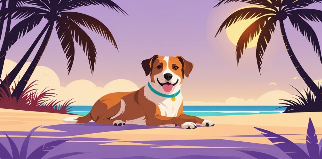 Happy dog enjoying dog-friendly beaches in Antigua - Caribbean pet travel destination