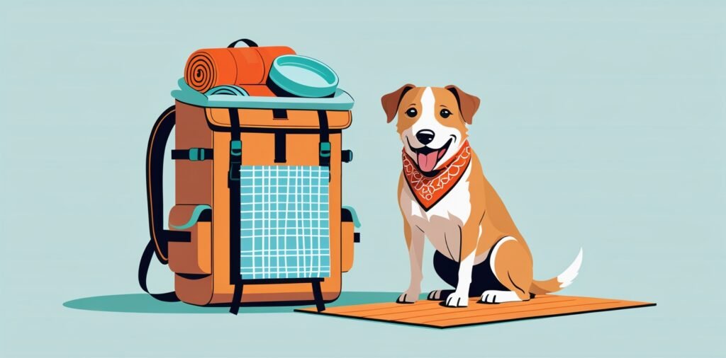 Dog with cooling gear packed for safe summer camping