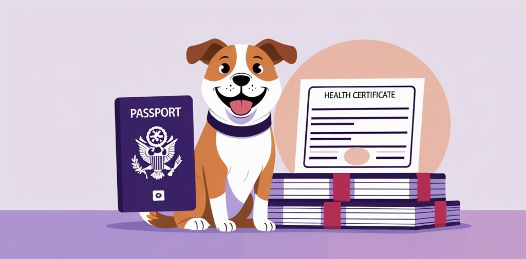 Pet passport and health certificate documents required for traveling to UK with dog