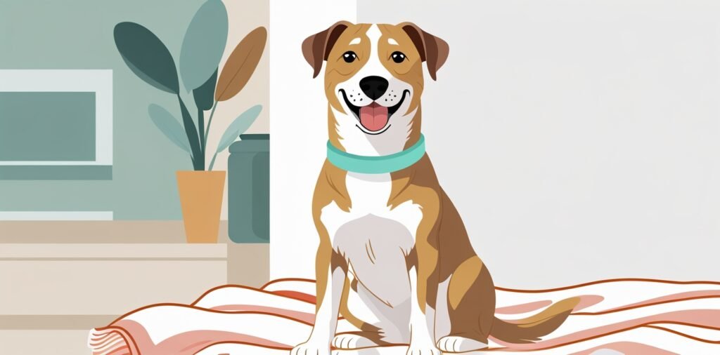 Happy dog wearing a flea and tick collar for protection