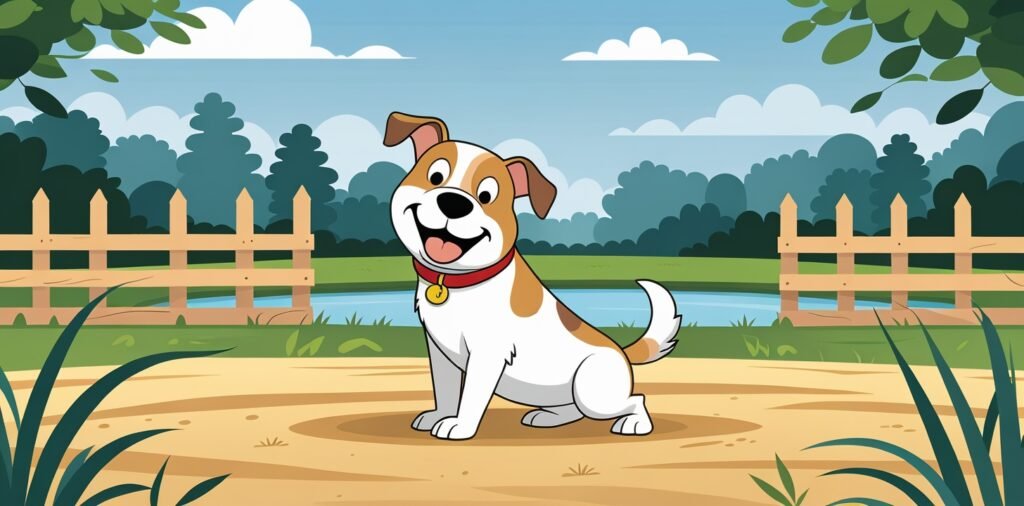 Excited dog playing in a dog-friendly off-leash area near Bar Harbor Maine.