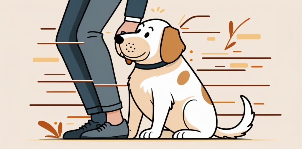 Dog engaging in healthy bonding by burying head in owner