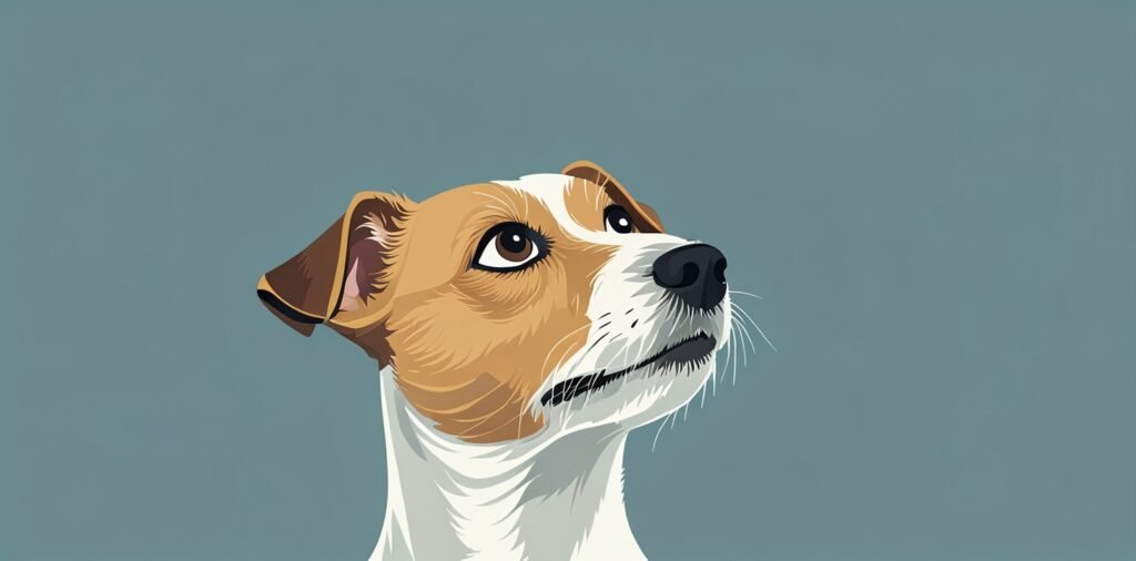 Jack Russell Terrier looking at food label for best food selection