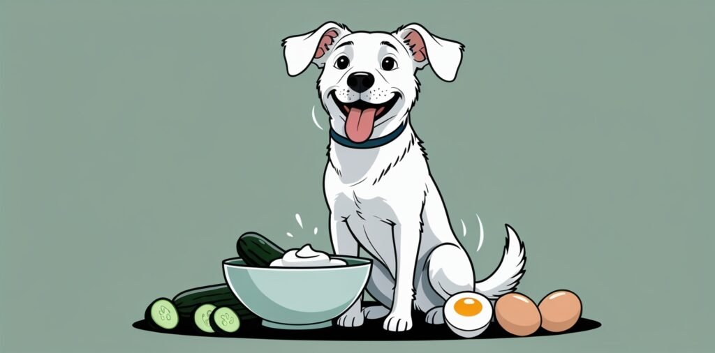 Joyful dog demonstrating smart sharing of human foods that dogs can eat safely.