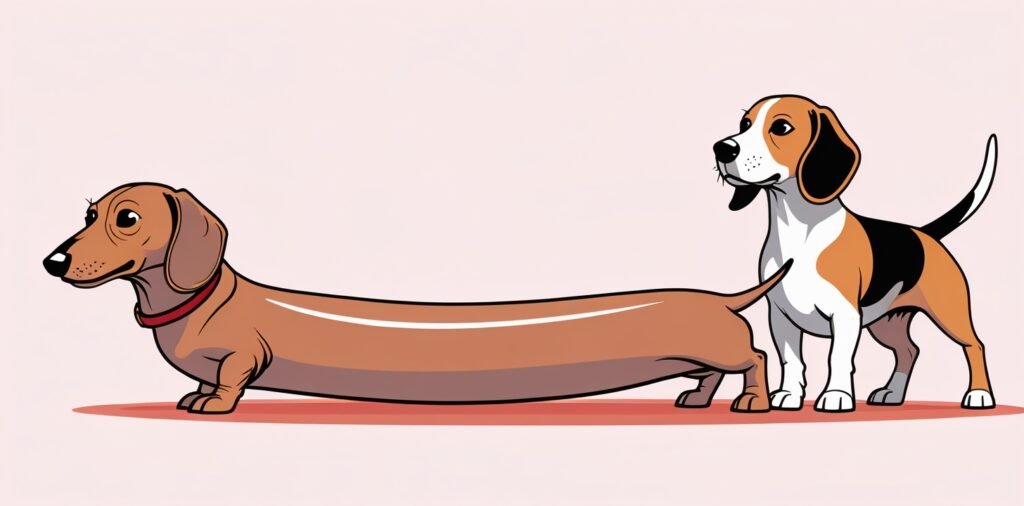 Beagle vs Dachshund: Dachshund's iconic low-rider silhouette compared to taller Beagle