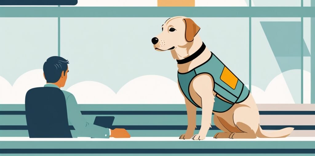 Saudia pet policy service dog at airport check-in counter