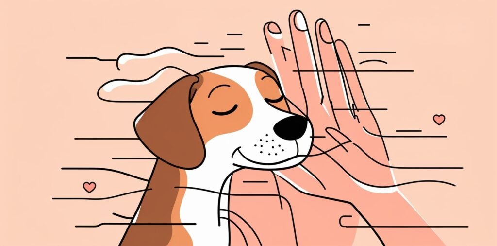 Dog burying head in owner for bonding and oxytocin release