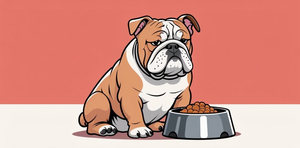 English Bulldog enjoying nutrition from a specialized food bowl