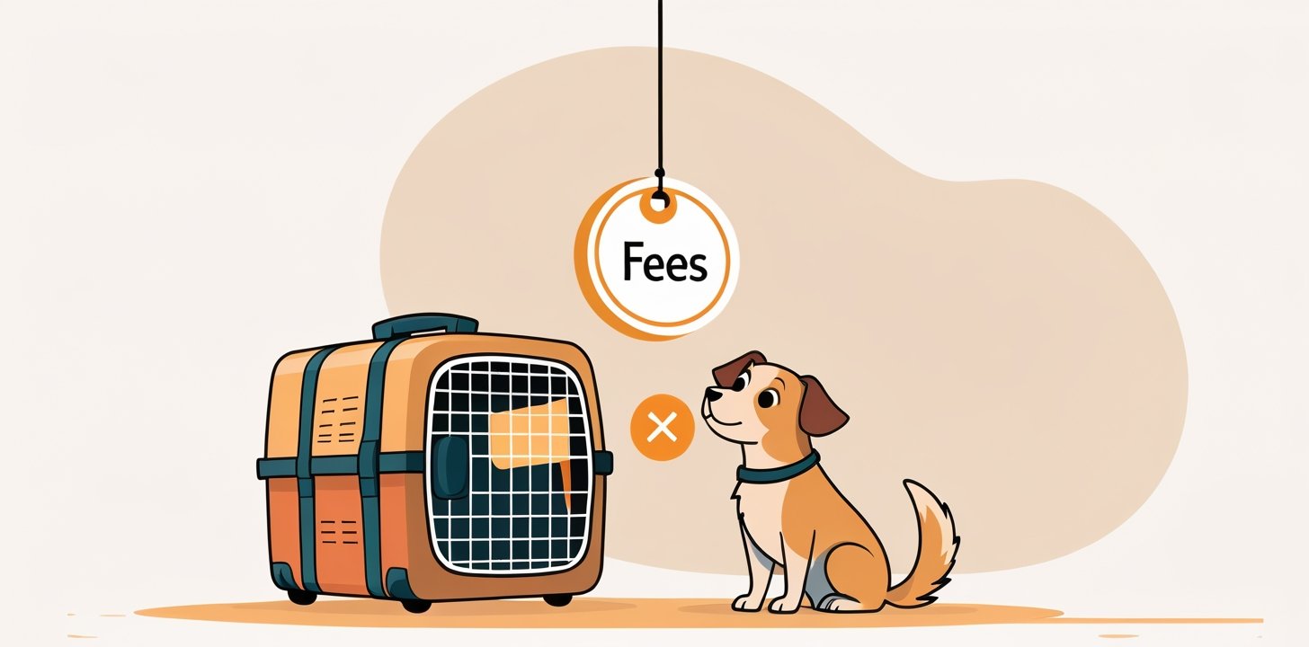 Pet next to carrier representing Etihad pet travel fees