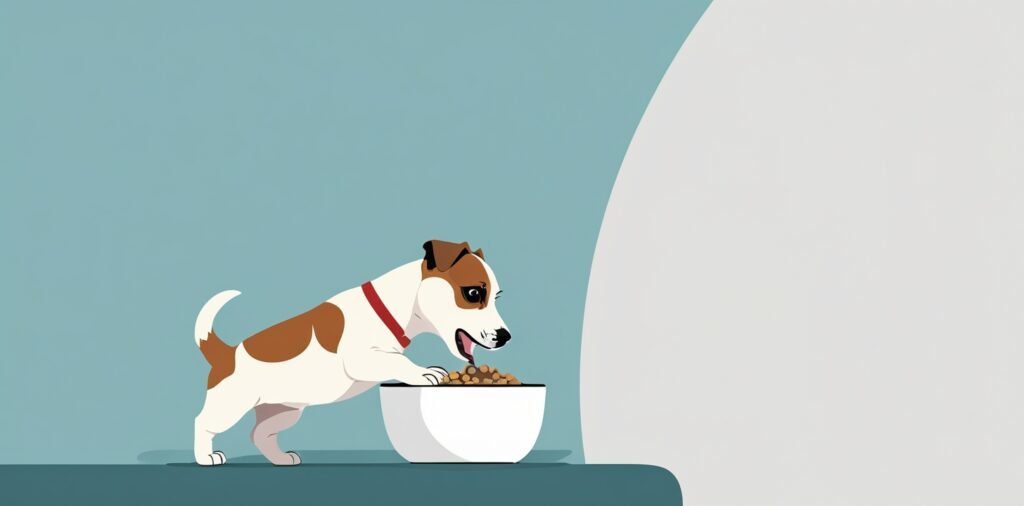 Jack Russell Terrier puppy eating from small bowl for feeding guide
