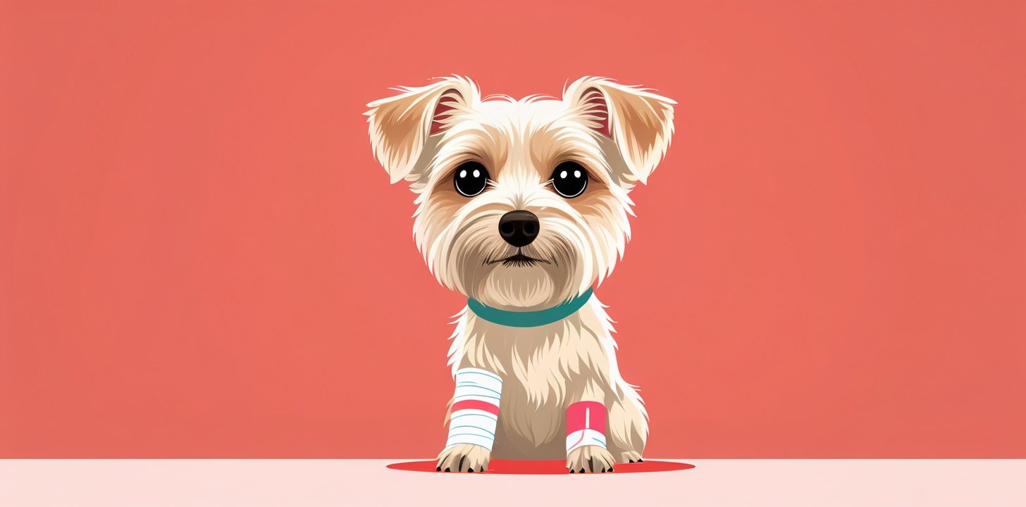 dog with bandage for tapeworm treatment Germany