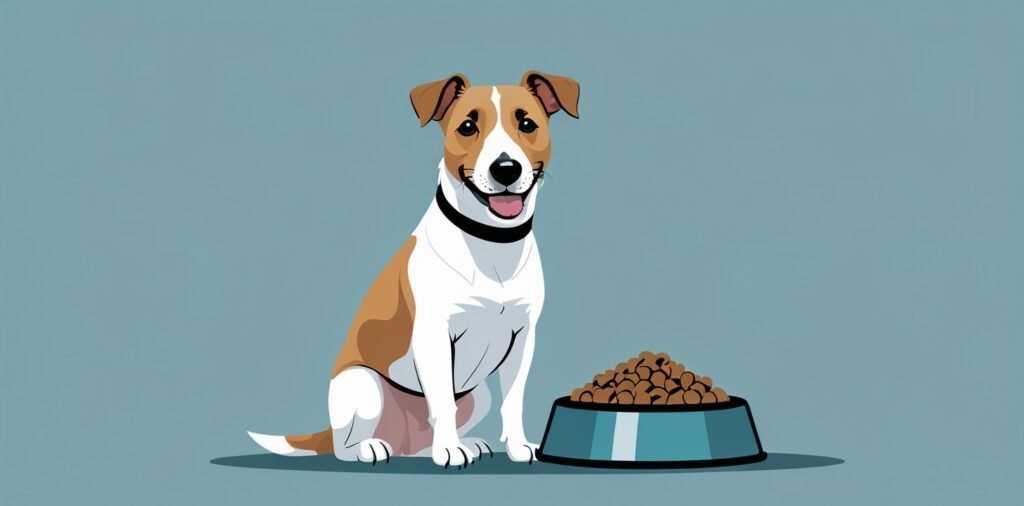 Adult Jack Russell Terrier with maintenance food bowl