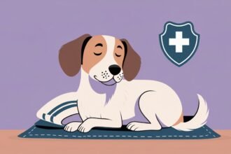 Cartoon dog resting peacefully with vet badge for sedation considerations article