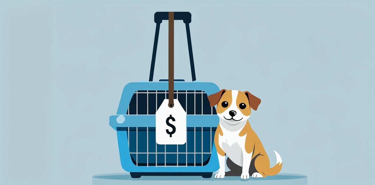 Pet carrier with price tag showing Malaysia Airlines cargo fees
