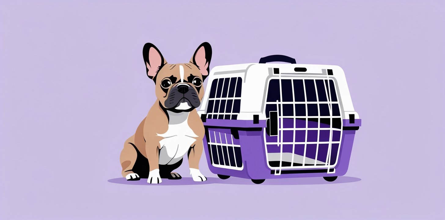 French Bulldog next to carrier for Malaysia Airlines cargo