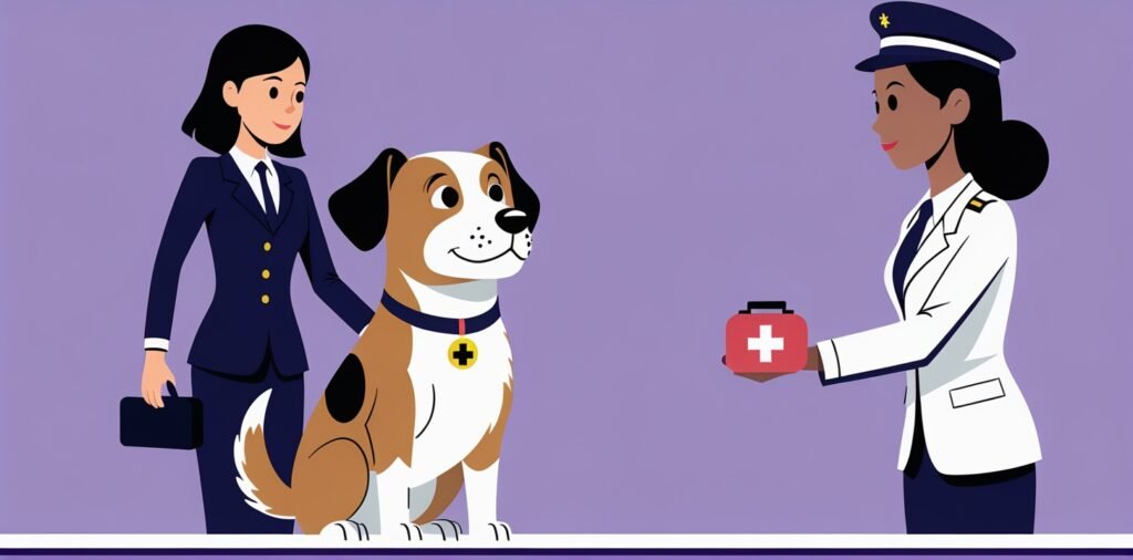 Dog handling emergency situation when calming methods fail during flight