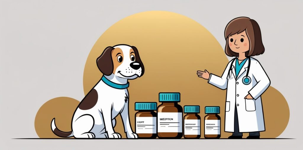 Dog with prescription medications for flight anxiety like gabapentin and trazodone