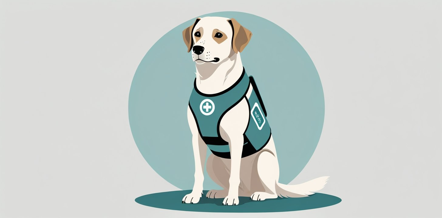 Service dog wearing vest for Air New Zealand pet policy